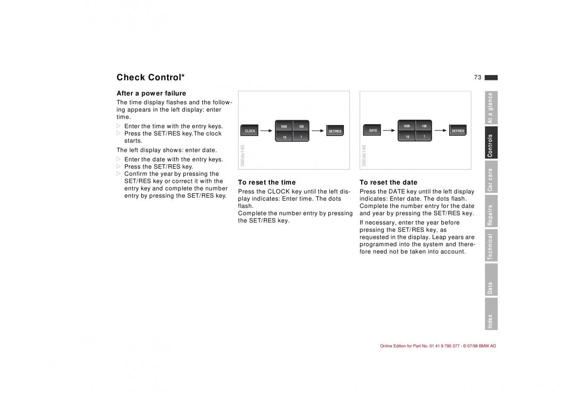 BMW 3 E36 owners manual / page 74