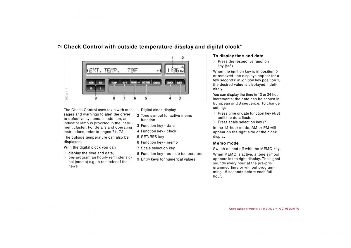 BMW 3 E36 owners manual / page 75