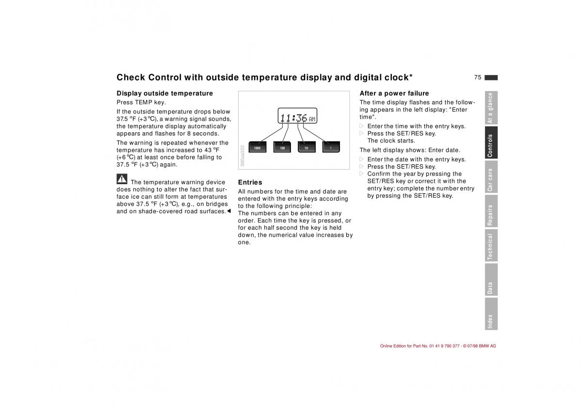 BMW 3 E36 owners manual / page 76