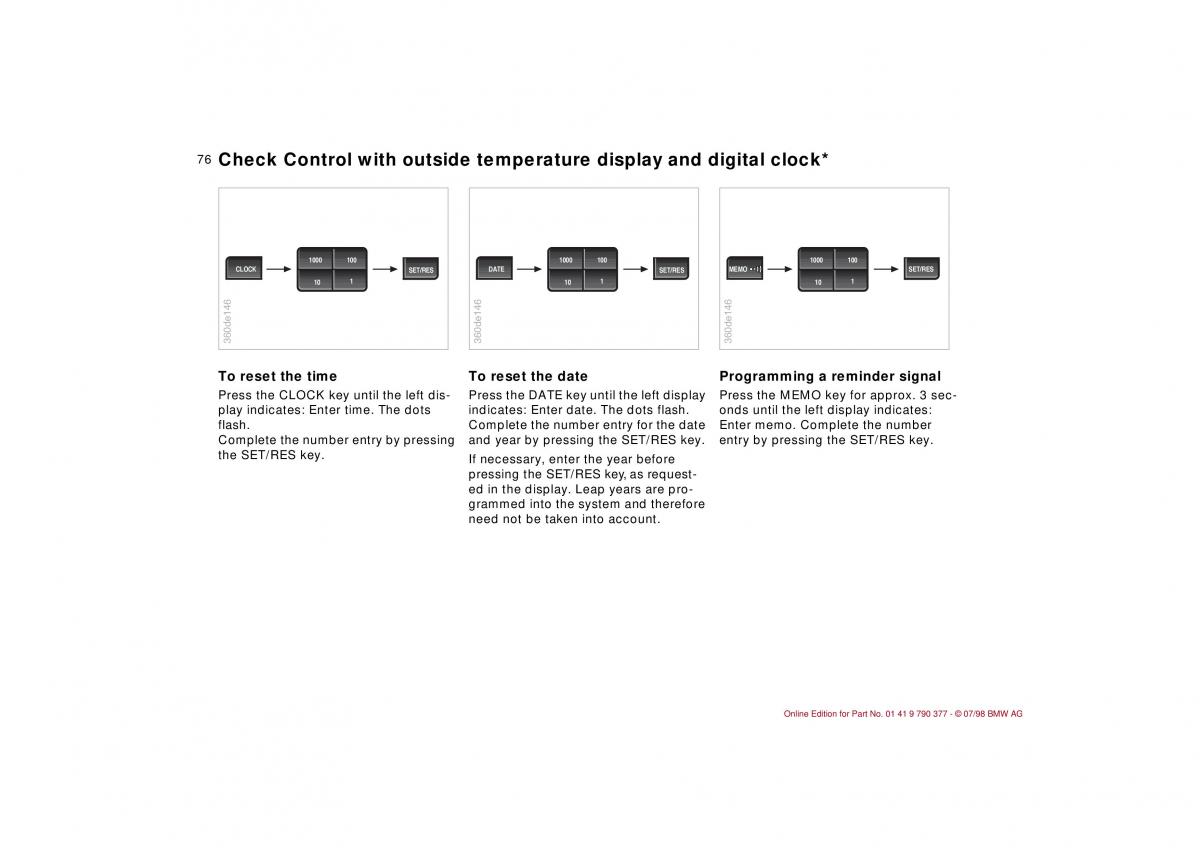 BMW 3 E36 owners manual / page 77