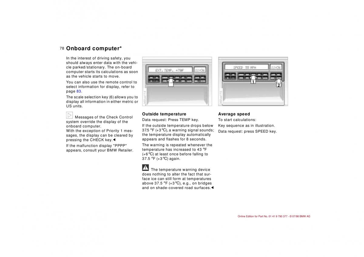 BMW 3 E36 owners manual / page 79