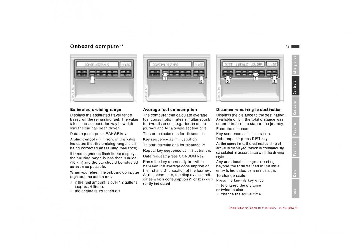 BMW 3 E36 owners manual / page 80