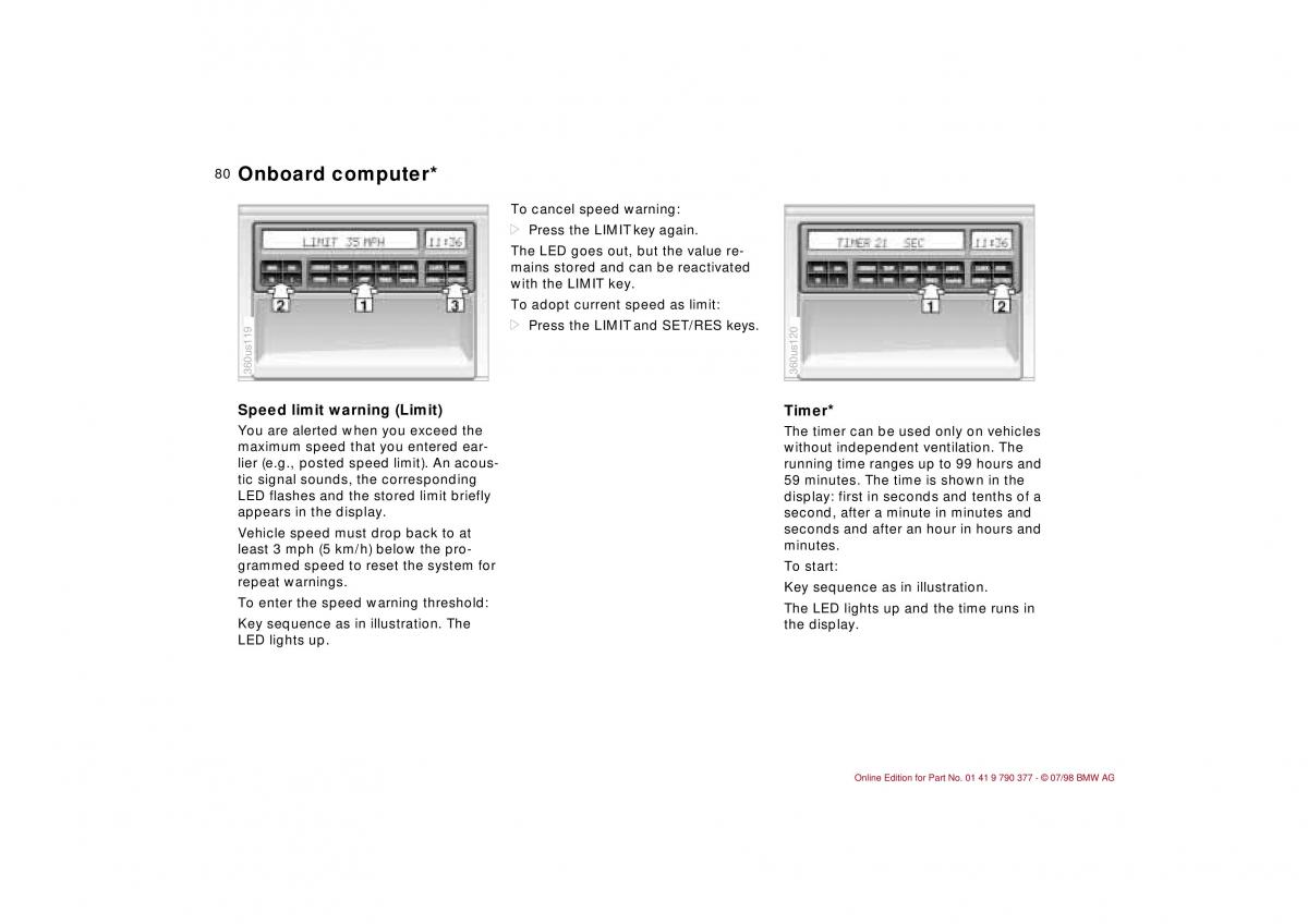 BMW 3 E36 owners manual / page 81