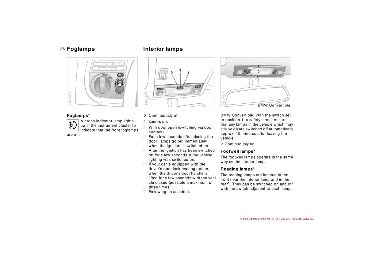 BMW 3 E36 owners manual / page 87