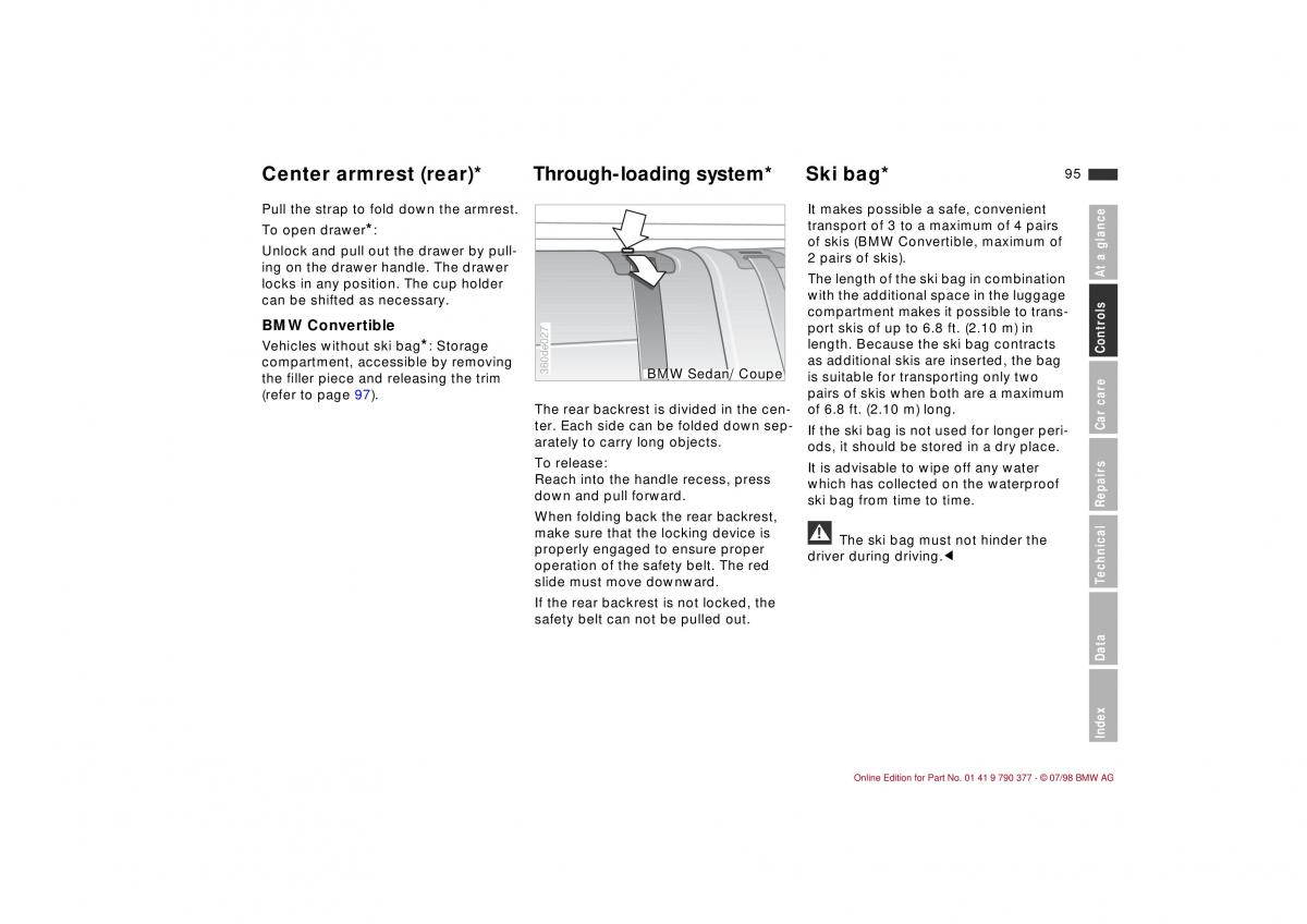 BMW 3 E36 owners manual / page 96