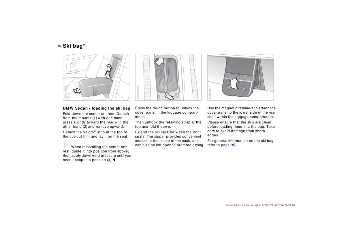 BMW 3 E36 owners manual / page 97