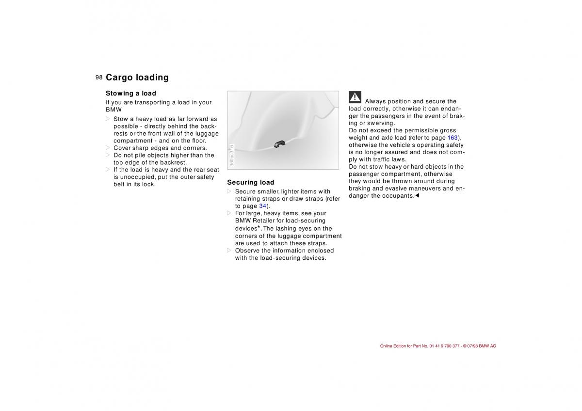 BMW 3 E36 owners manual / page 99