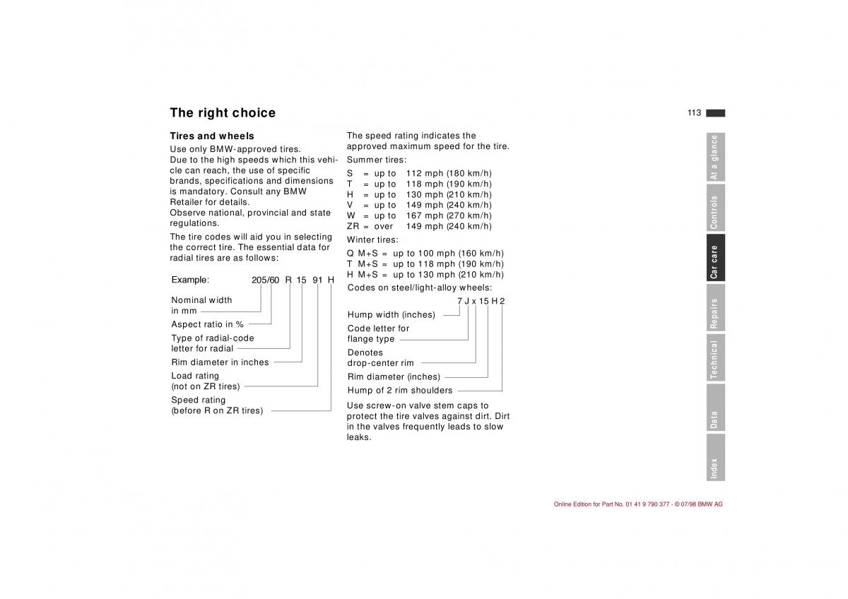 BMW 3 E36 owners manual / page 114