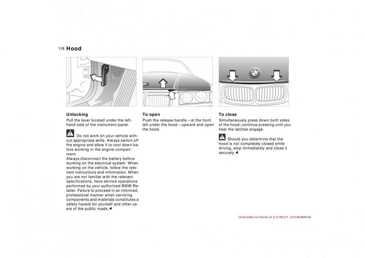 BMW 3 E36 owners manual / page 119