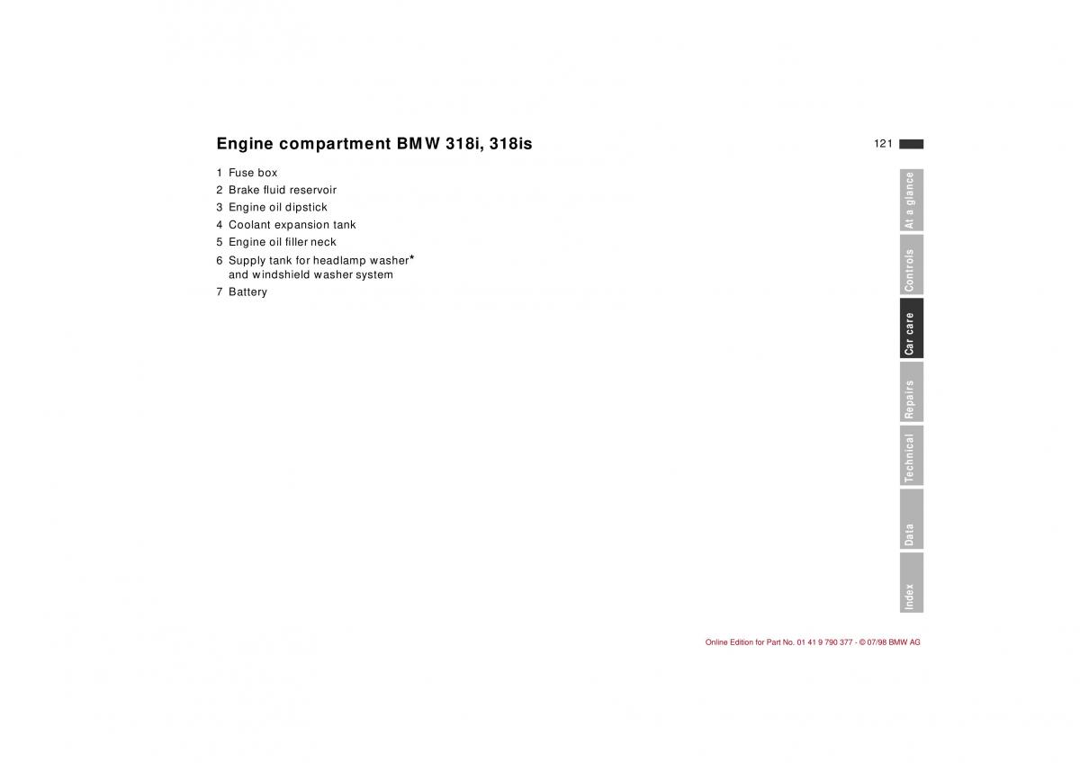 BMW 3 E36 owners manual / page 122