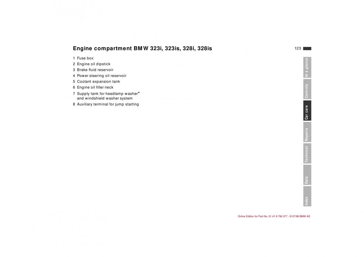 BMW 3 E36 owners manual / page 124