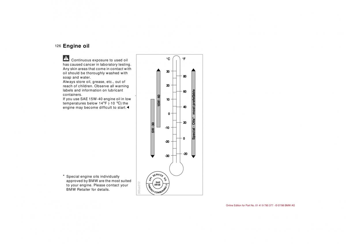 BMW 3 E36 owners manual / page 127