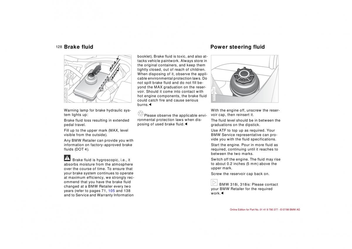 BMW 3 E36 owners manual / page 129