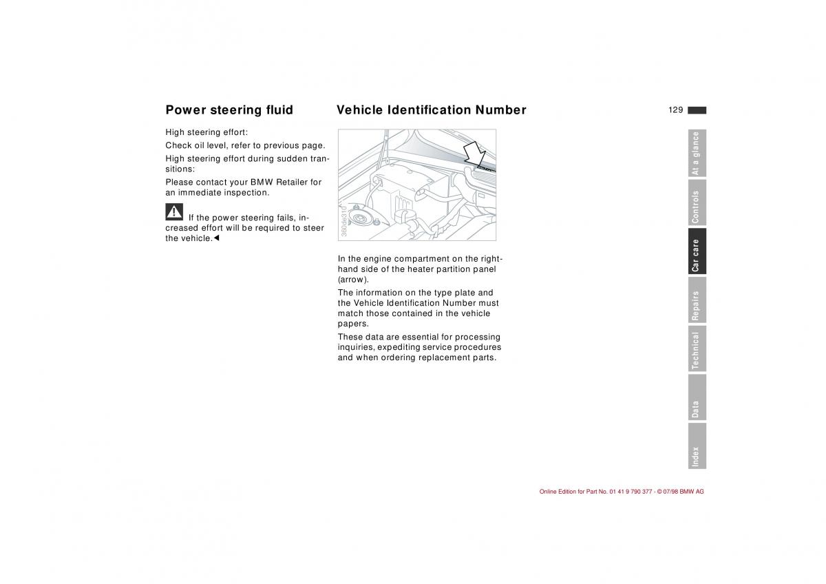 BMW 3 E36 owners manual / page 130