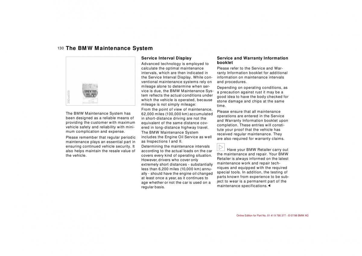 BMW 3 E36 owners manual / page 131