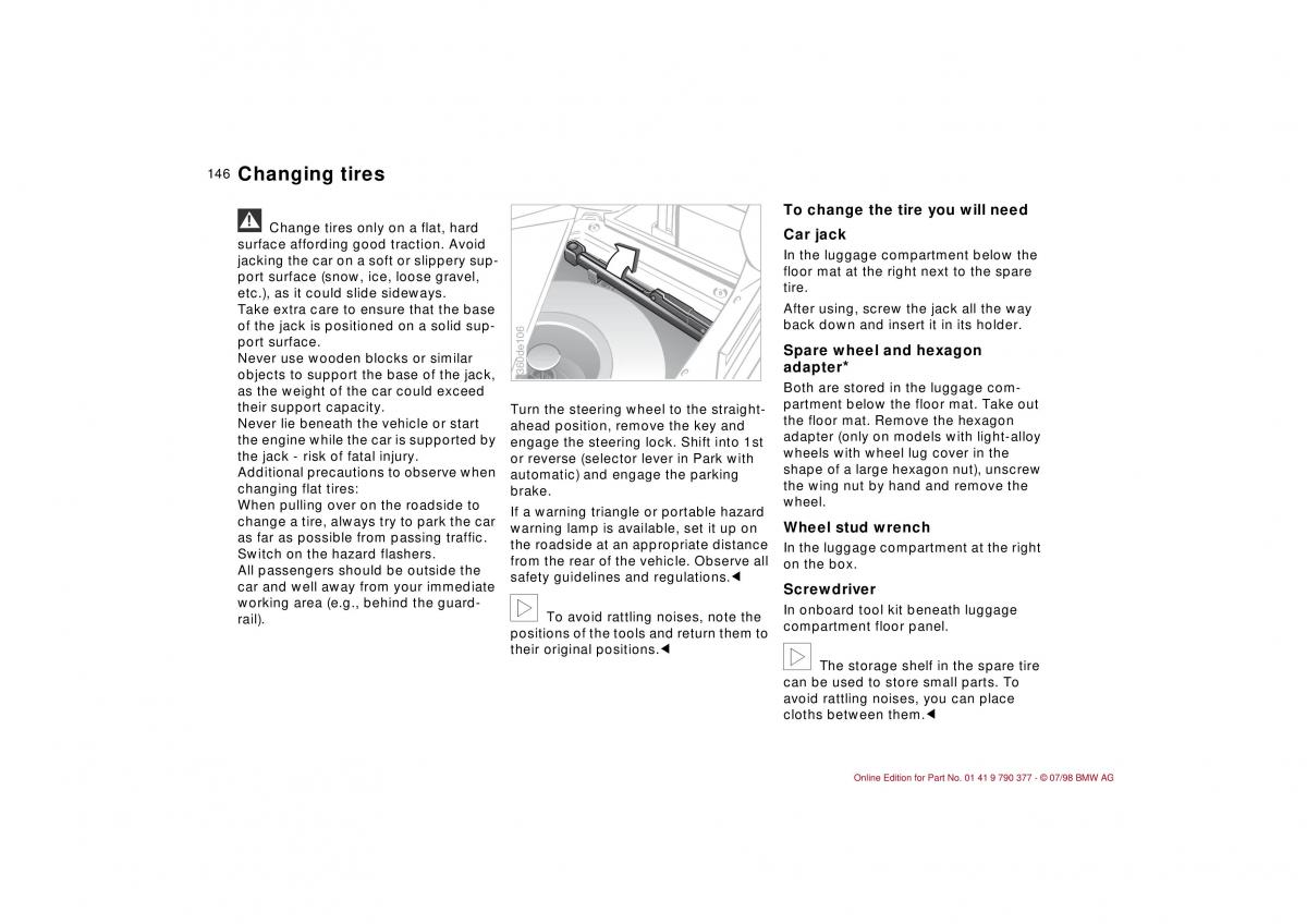 BMW 3 E36 owners manual / page 147