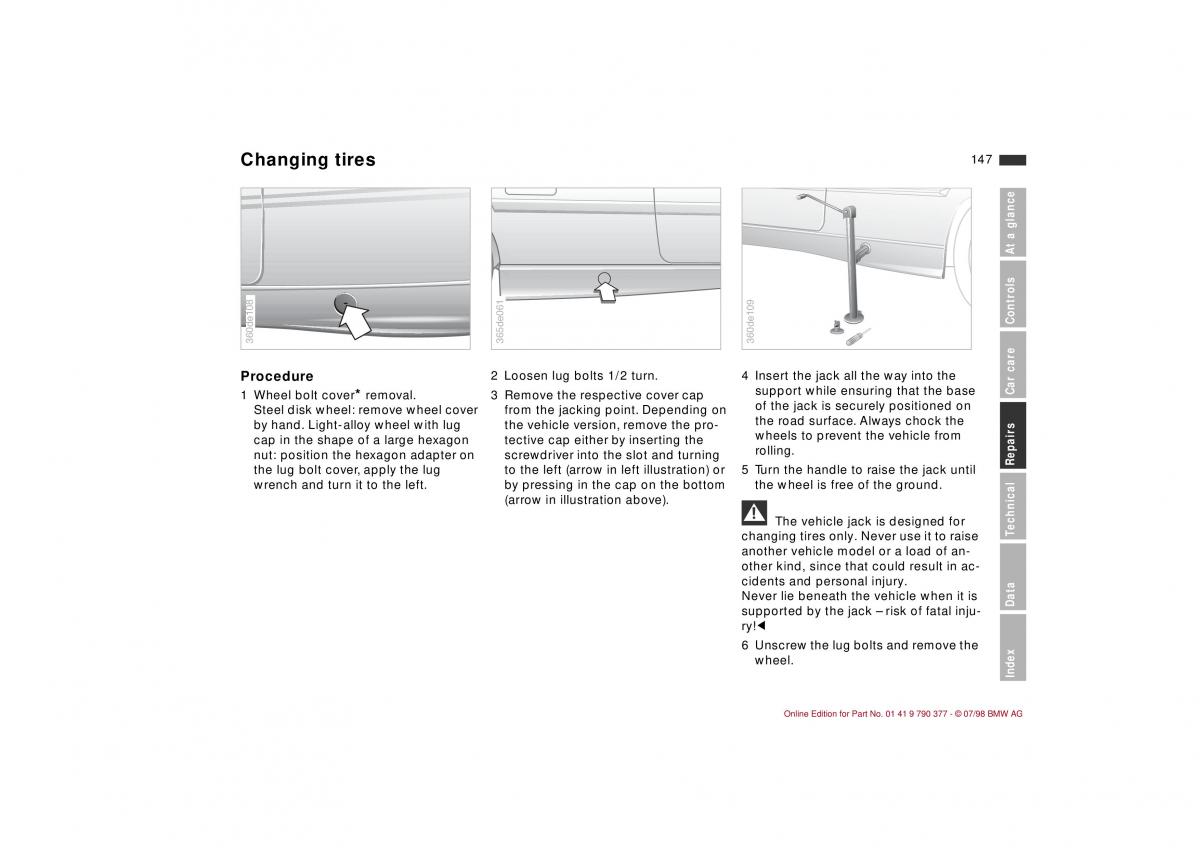 BMW 3 E36 owners manual / page 148