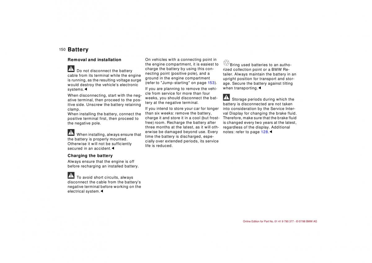 BMW 3 E36 owners manual / page 151