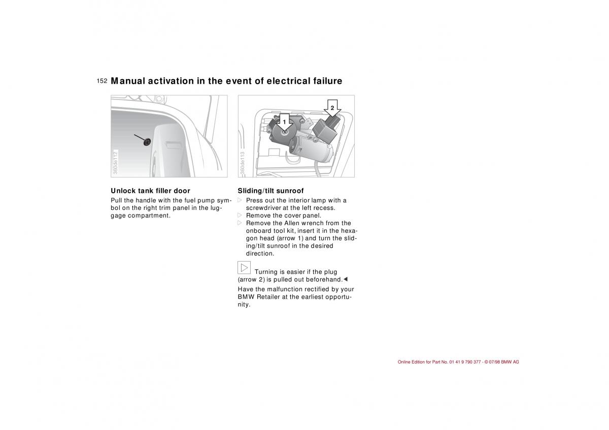 BMW 3 E36 owners manual / page 153