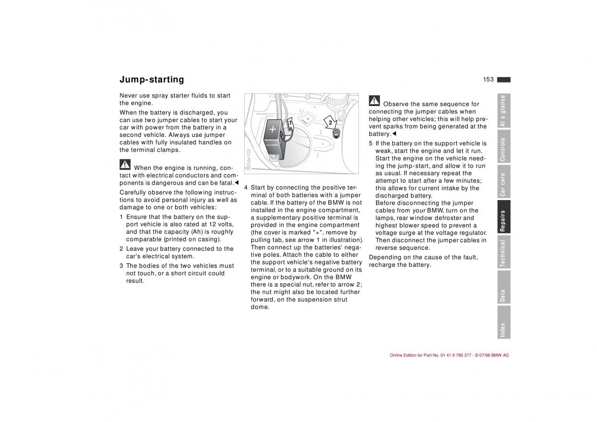 BMW 3 E36 owners manual / page 154