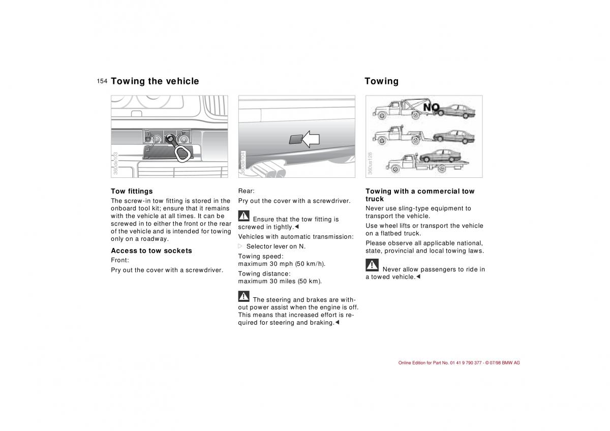 BMW 3 E36 owners manual / page 155