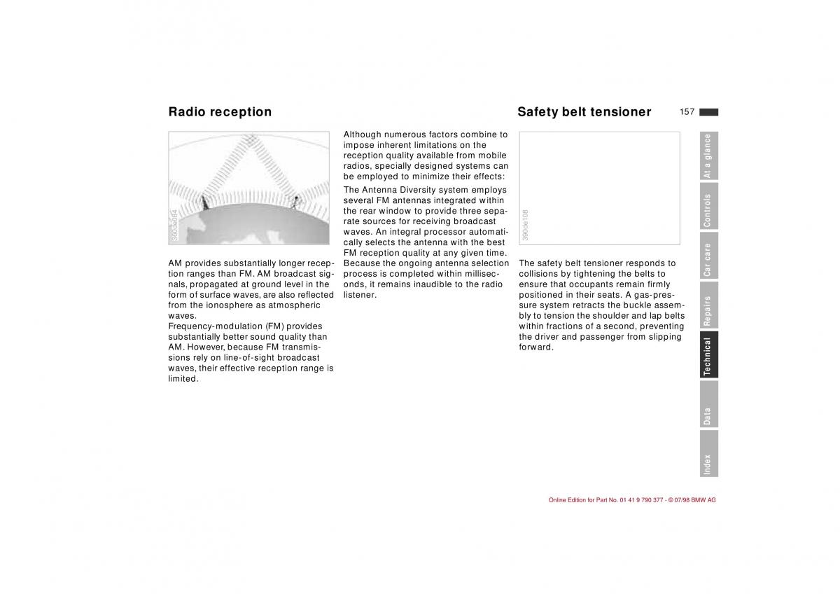 BMW 3 E36 owners manual / page 158