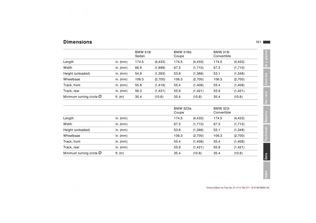 BMW 3 E36 owners manual / page 162