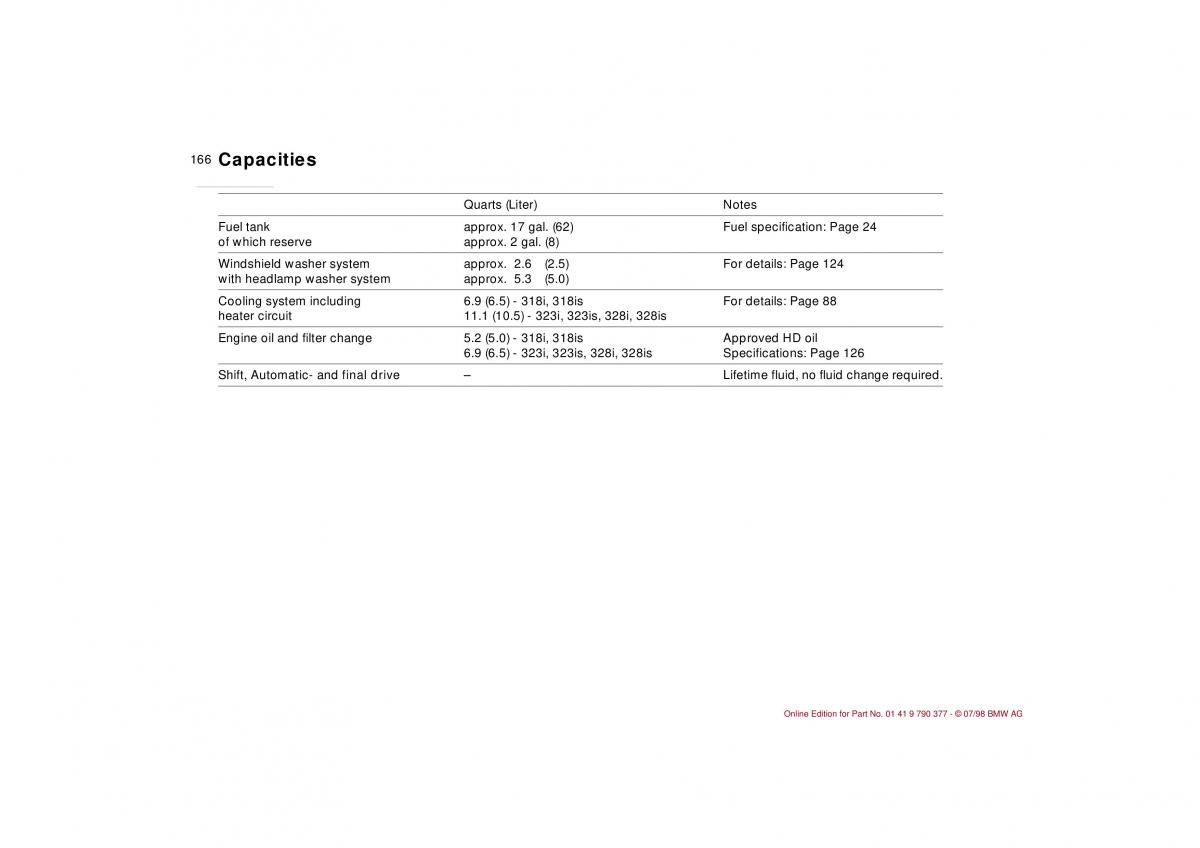 BMW 3 E36 owners manual / page 167