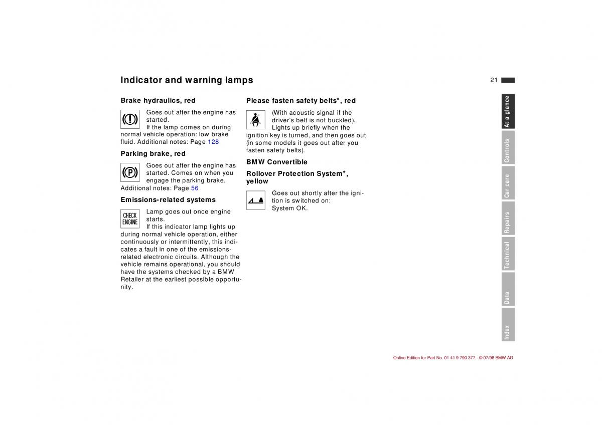 BMW 3 E36 owners manual / page 22