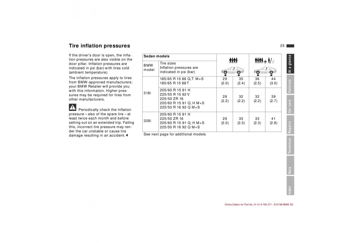 BMW 3 E36 owners manual / page 26