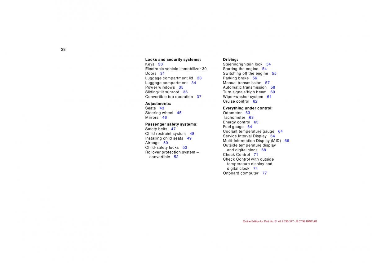 BMW 3 E36 owners manual / page 29