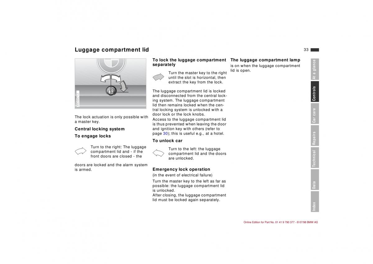 BMW 3 E36 owners manual / page 34