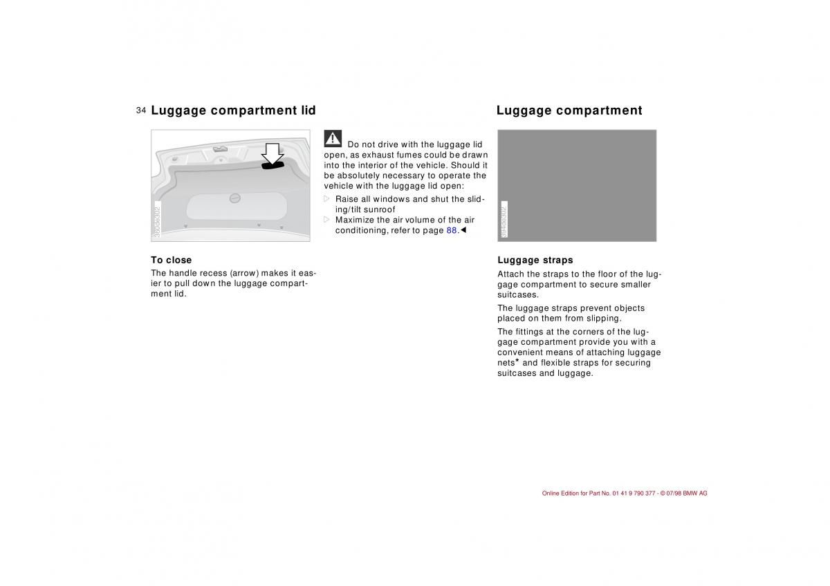 BMW 3 E36 owners manual / page 35