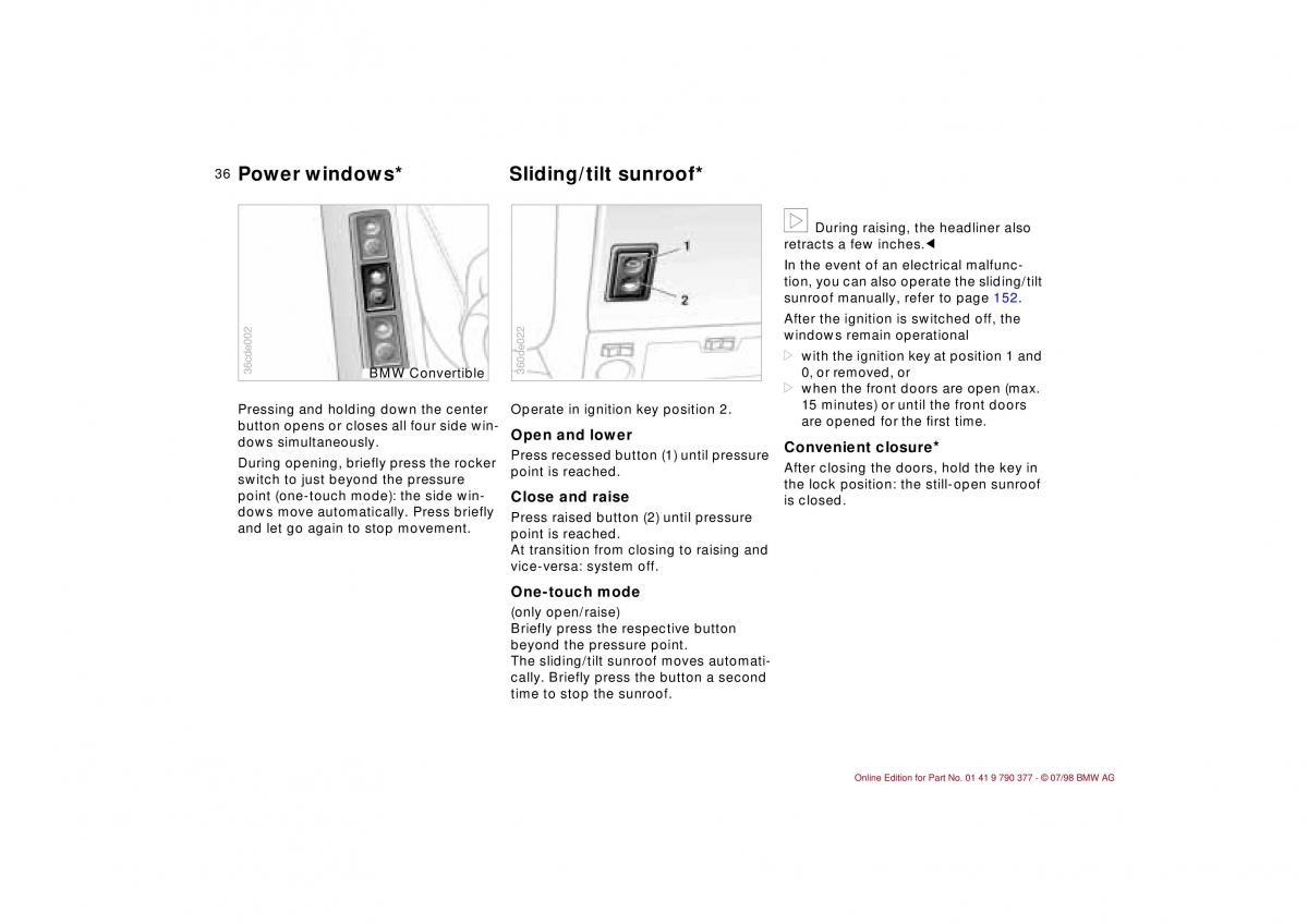 BMW 3 E36 owners manual / page 37