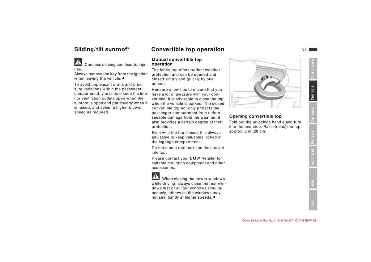 BMW 3 E36 owners manual / page 38