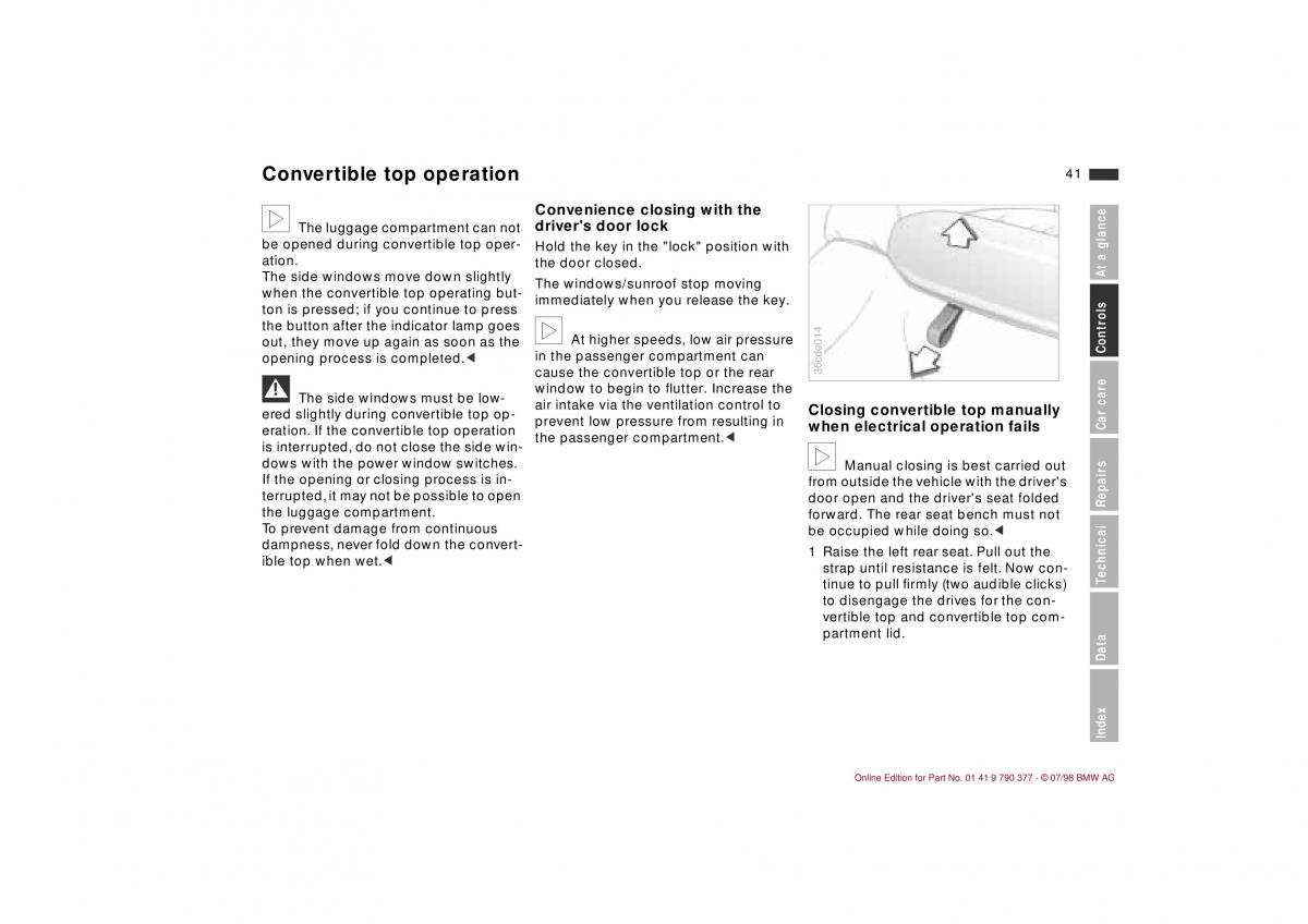 BMW 3 E36 owners manual / page 42