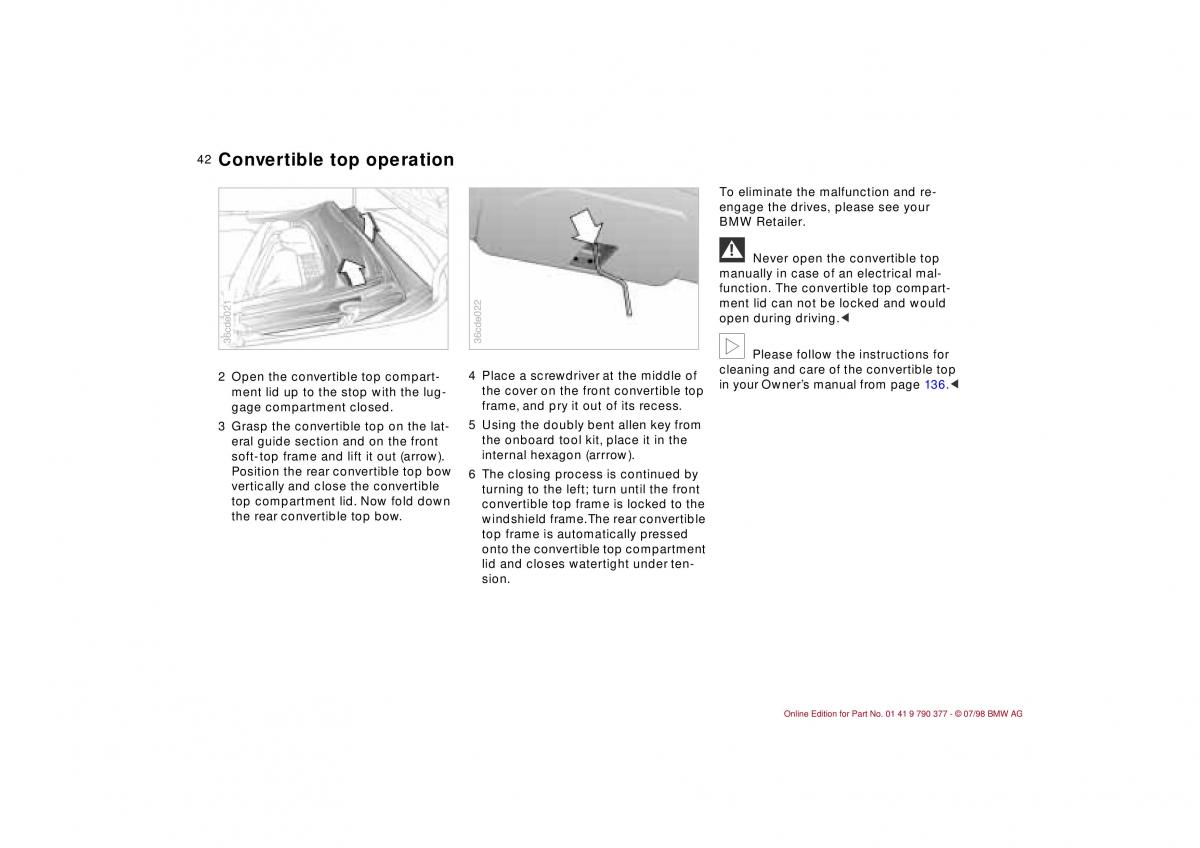 BMW 3 E36 owners manual / page 43