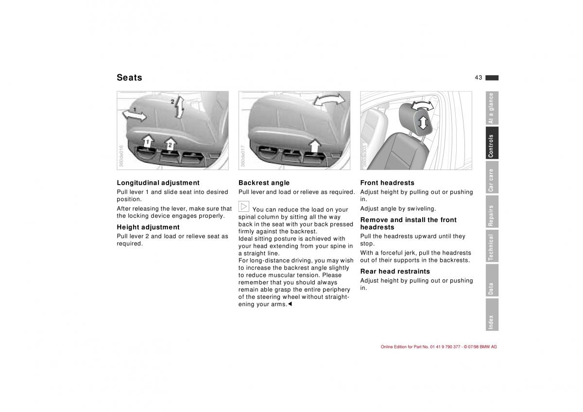 BMW 3 E36 owners manual / page 44