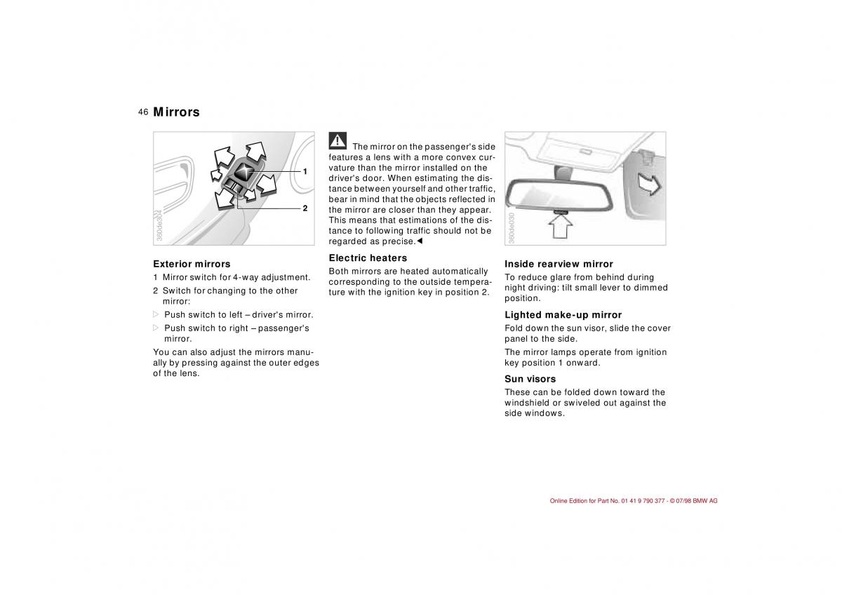 BMW 3 E36 owners manual / page 47