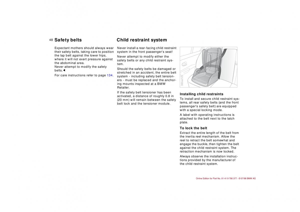 BMW 3 E36 owners manual / page 49