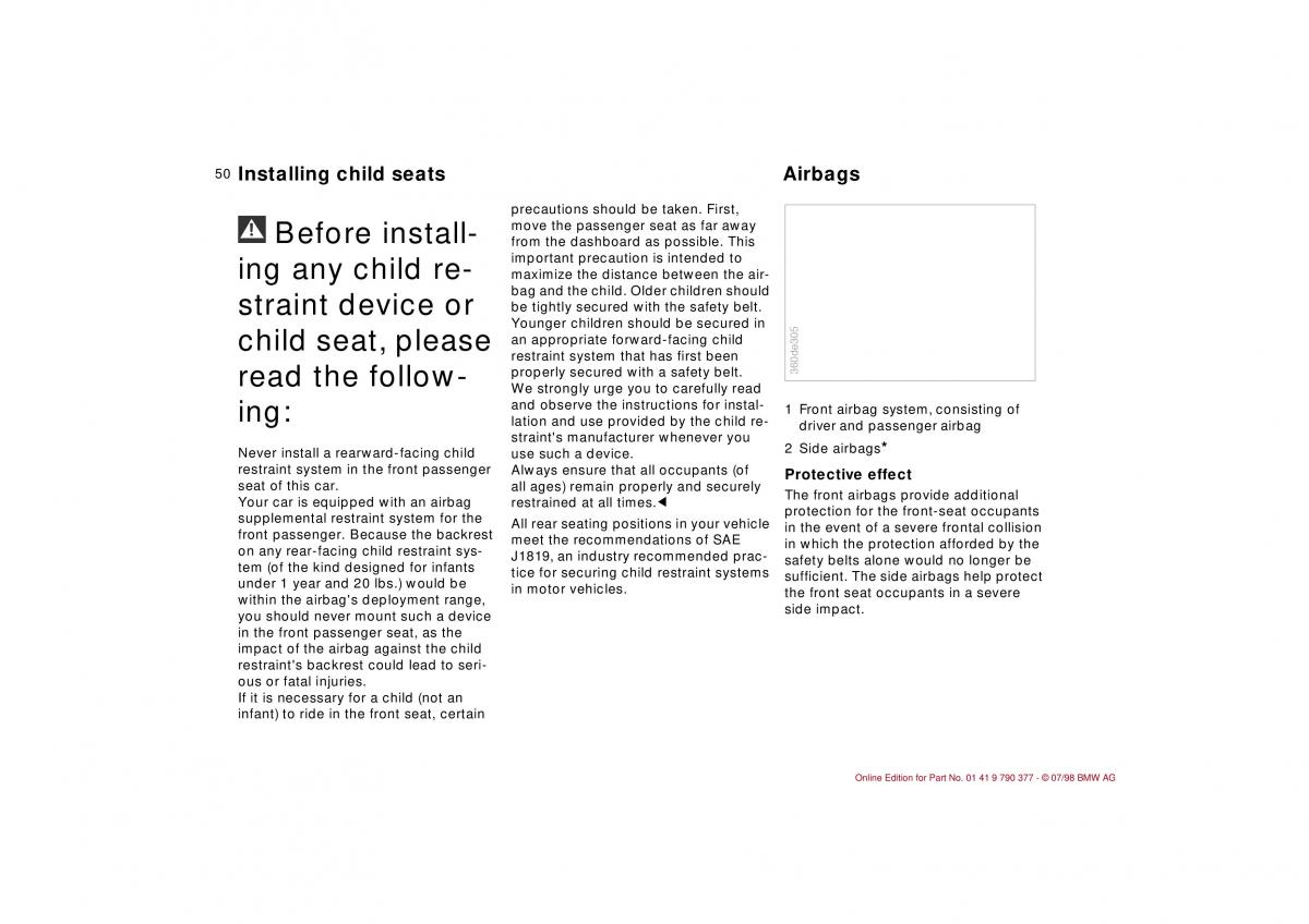 BMW 3 E36 owners manual / page 51