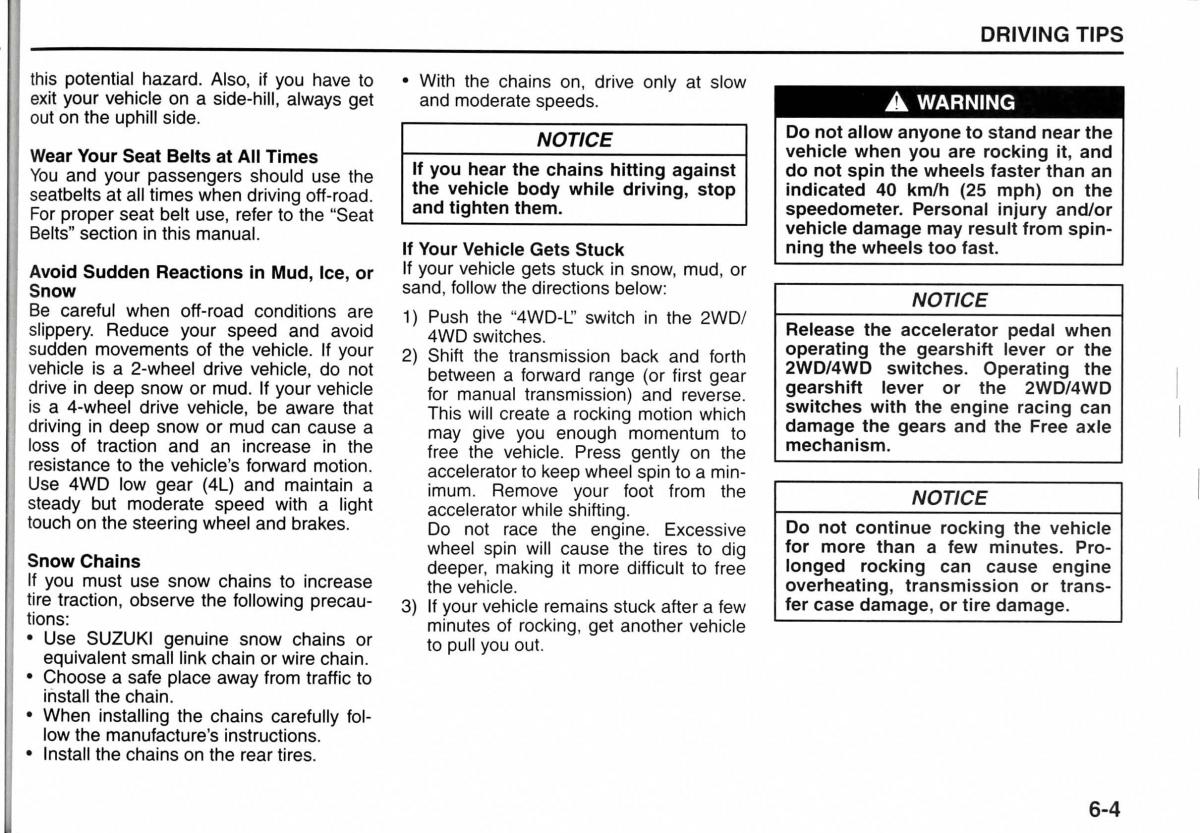 Suzuki Jimny III 3 owners manual / page 104