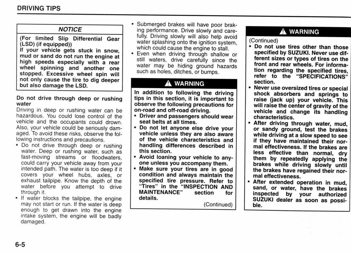 Suzuki Jimny III 3 owners manual / page 105