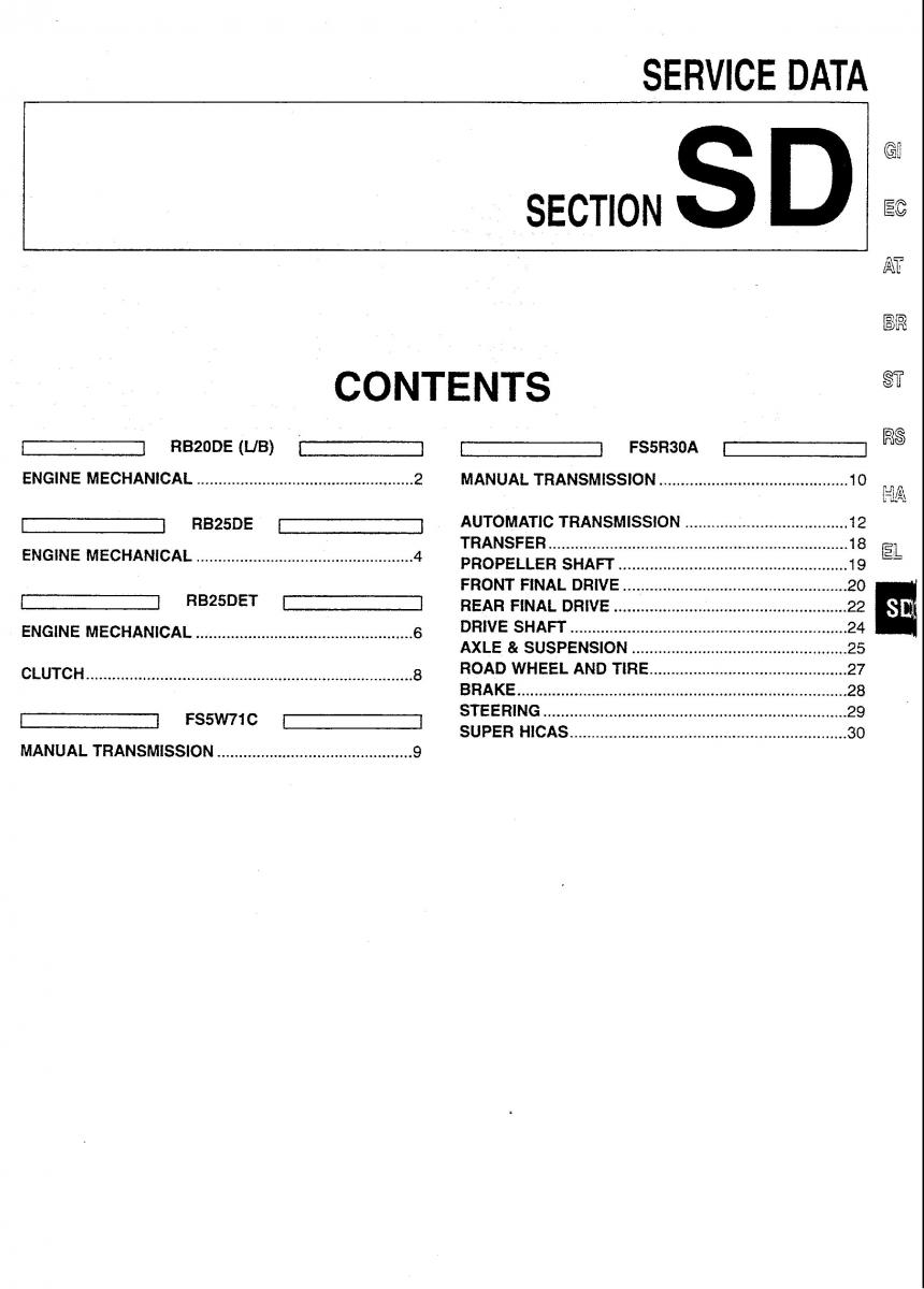 Nissan Skyline R34 workshop service manual / page 201