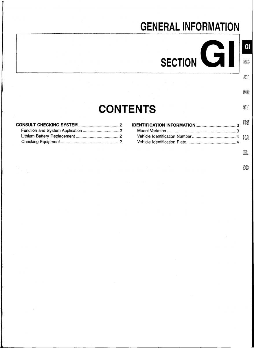 Nissan Skyline R34 workshop service manual / page 4