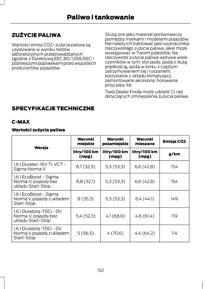 Ford C Max II 2 instrukcja obslugi / page 154