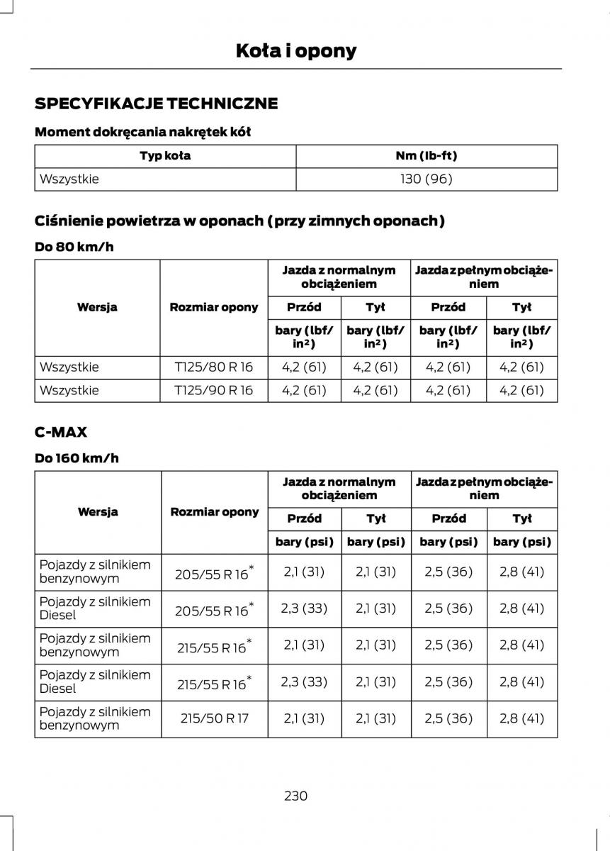 Ford C Max II 2 instrukcja obslugi / page 232