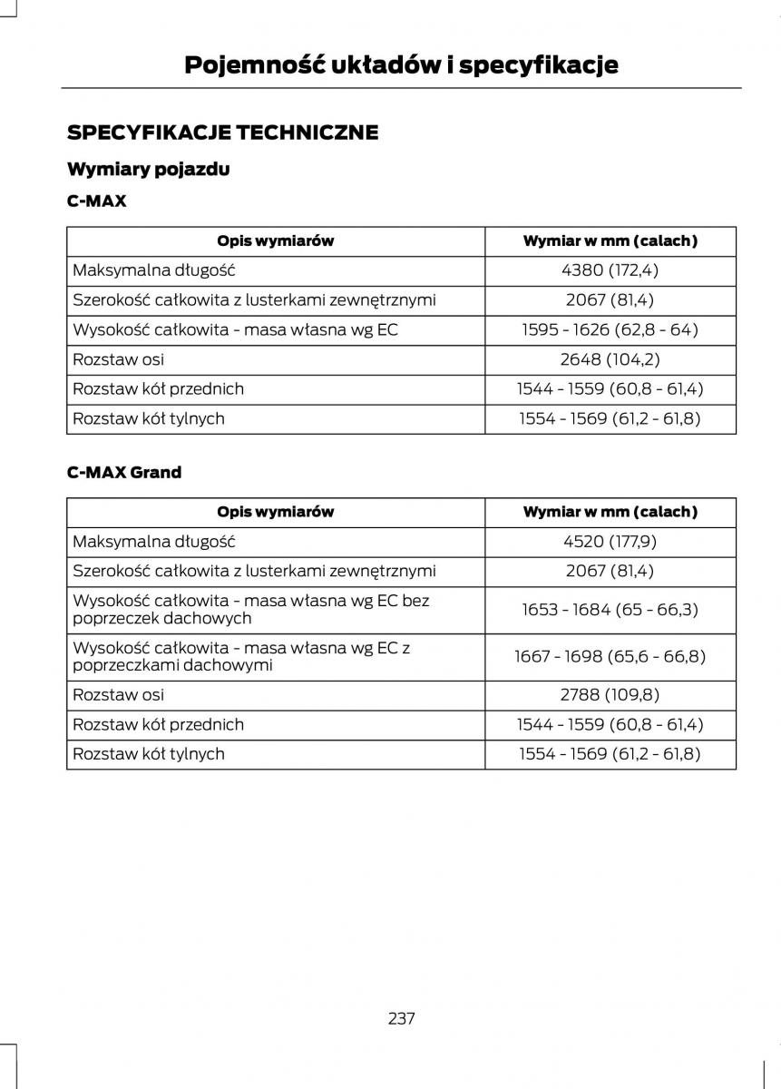 Ford C Max II 2 instrukcja obslugi / page 239