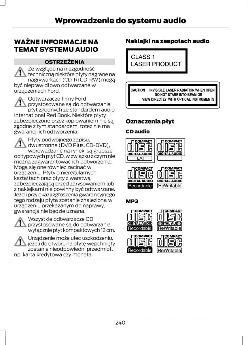 Ford C Max II 2 instrukcja obslugi / page 242