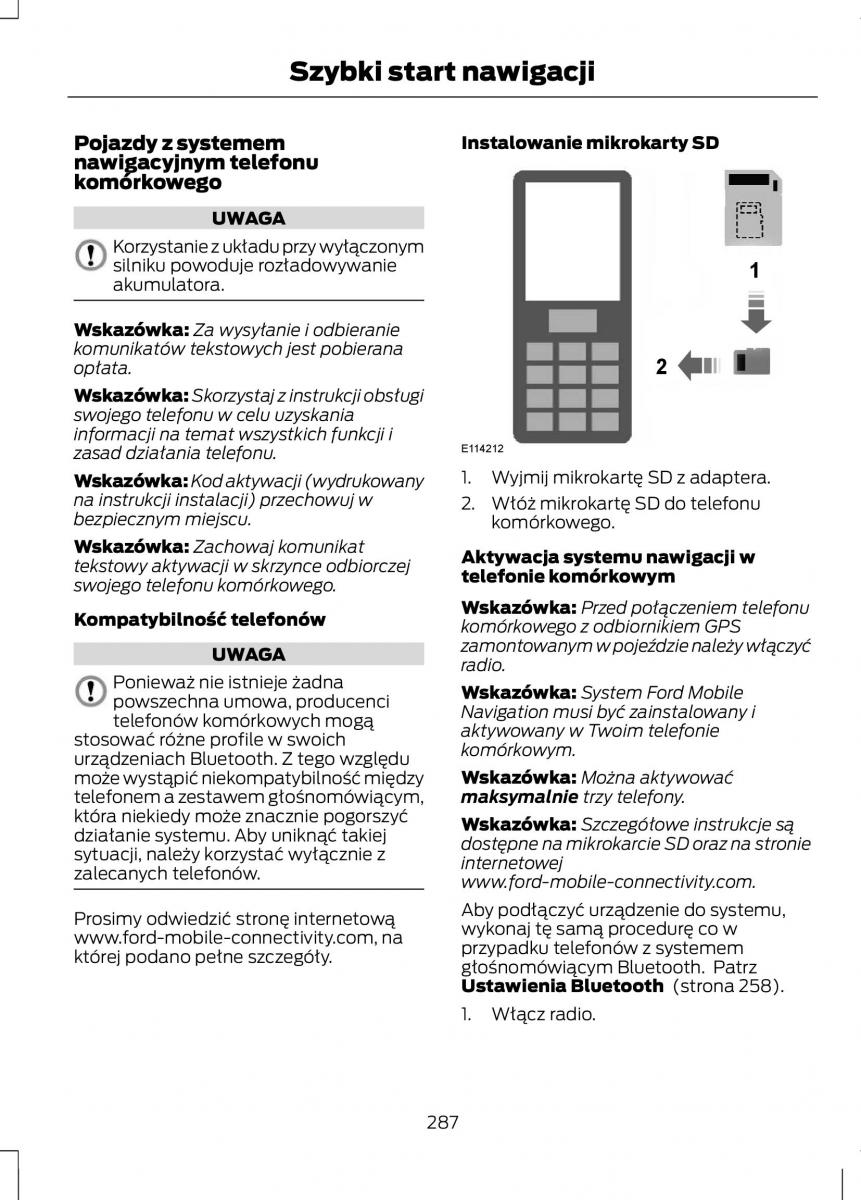 Ford C Max II 2 instrukcja obslugi / page 289